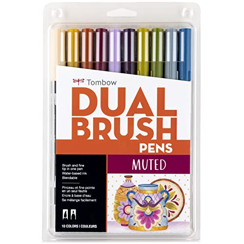 Tombow Muted Dual Brush Pen Art Markers - 10-Pack