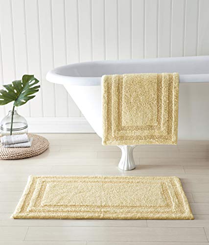 Tommy Bahama - Bathroom Rugs, Cotton Bath Mat, Highly Absorbent Bathroom Decor (Isla Yellow, 2 Piece)