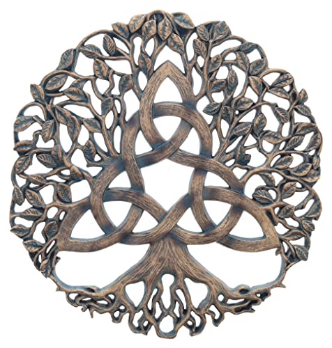 Top Brass Trinity Knot Tree of Life Wall Plaque Decorative Spiritual Celtic Garden Art Sculpture