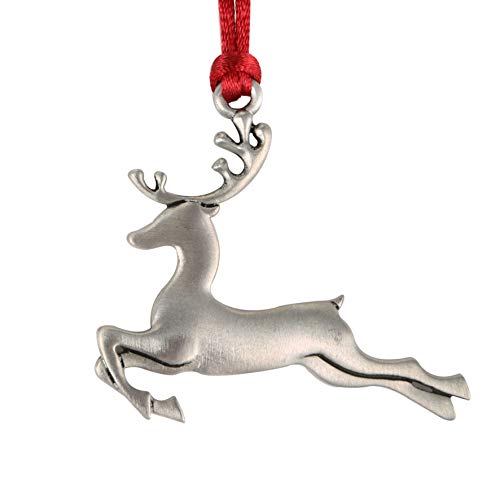 Topadorn Christmas Solid Pewter Reindeer Holiday Decorative Hanging Ornament