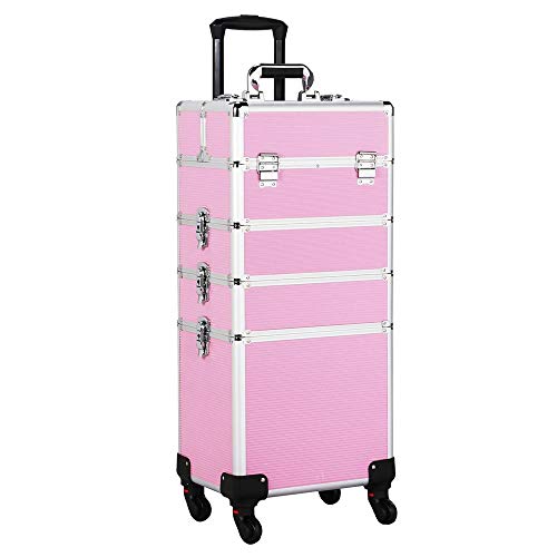 Topeakmart 4 in 1 Professional Makeup Rolling Case
