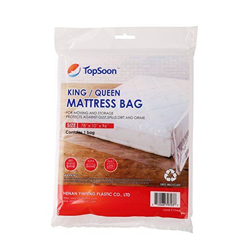 TopSoon Mattress Bag for Storage Mattress Disposal Bag King/Queen Size Clear