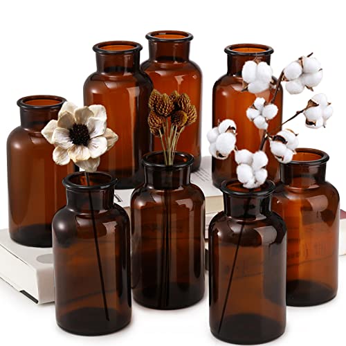 TOPZEA Set of 8 Amber Glass Vase