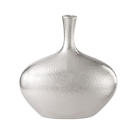 Torre & Tagus 902621C Lilo Dimpled Ceramic Vase, Wide, Silver