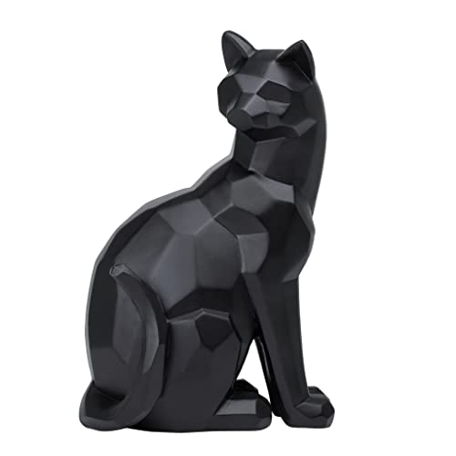 Torre & Tagus Carved Angle Sitting Black Cat Statue