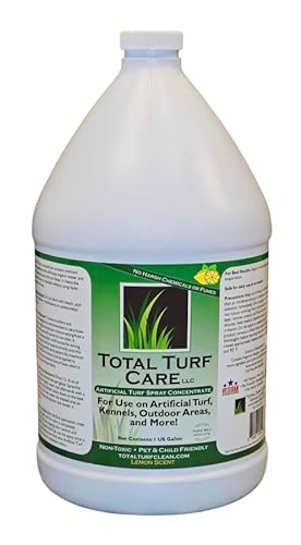 Total Turf Care Outdoor Turf Odor Eliminator – Professional Deodorizer Odor Eliminator for Artificial Grass, Turf, Concrete – 1-Gallon Concentrate Odor Removal for Dogs, Cats, Pets – Lemon Scent