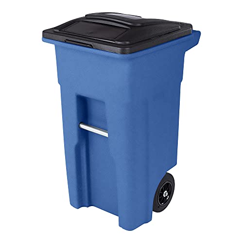 Toter 32 Gal. Blue Trash Can with Quiet Wheels