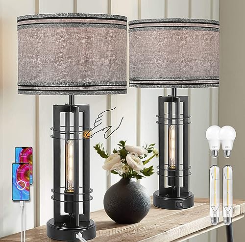 Touch Control Farmhouse Table Lamps Set of 2