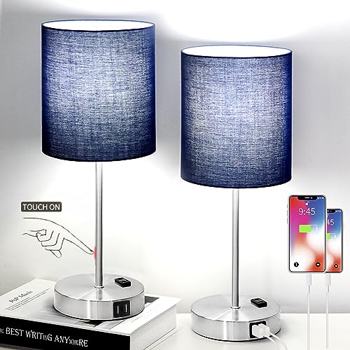 Touch Control Table Lamps with USB & AC Outlet