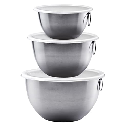 Tovolo Stainless Steel Mixing Bowls - Lightweight and Durable Set of 3 with Tight-Seal Lids