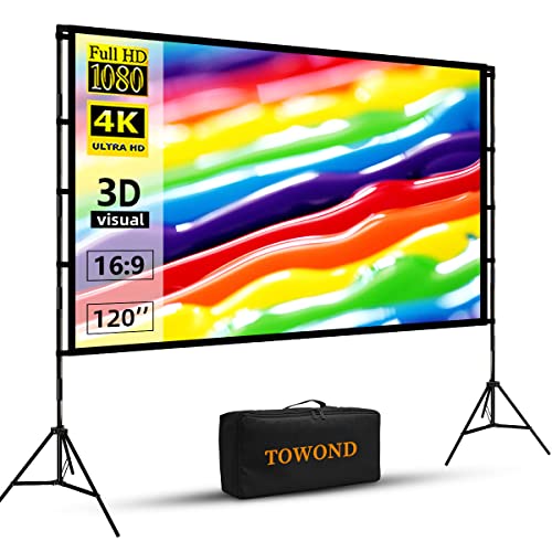 Towond 120 Inch Portable Projector Screen and Stand
