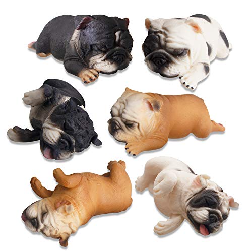 TOYMANY 6PCS British Bulldog Figurines Set