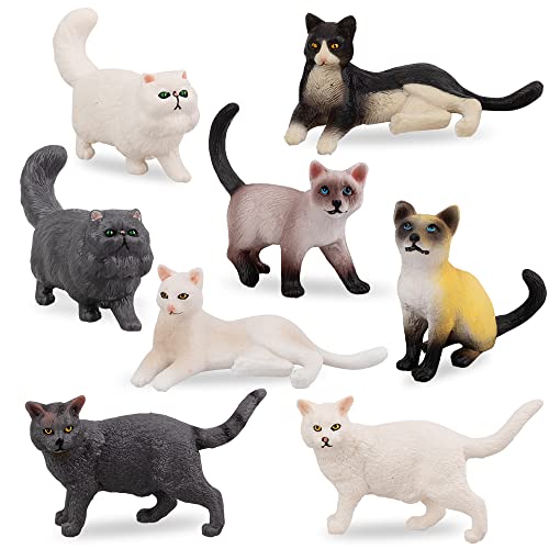 Toymany 8PCS Small Black White Cat Figurines