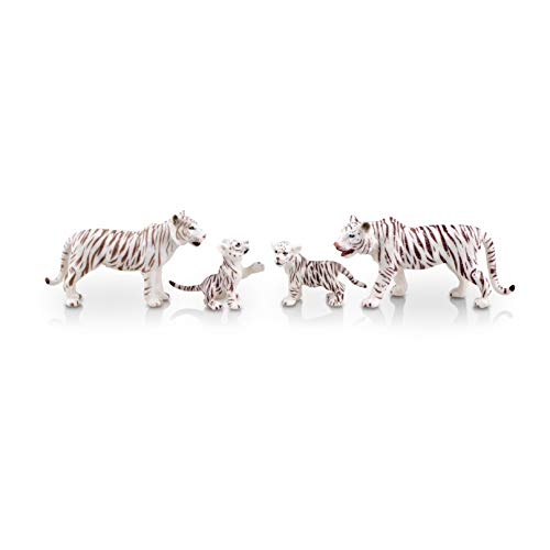 Toymany White Tigers Figurines with Tiger Cubs