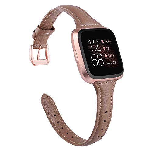 TOYOUTHS Leather Strap Compatible with Fitbit Versa/Versa 2 Bands