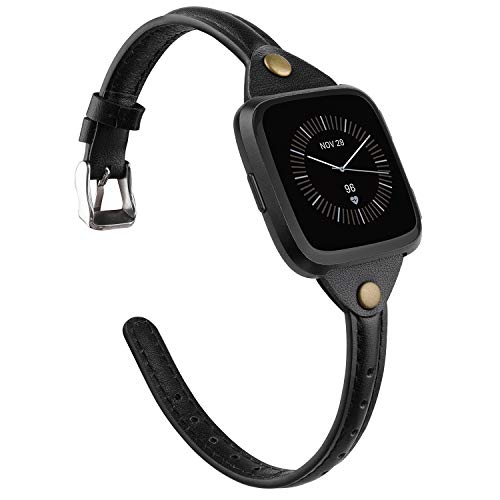 TOYOUTHS Slim Strap - Genuine Leather Replacement for Fitbit Versa