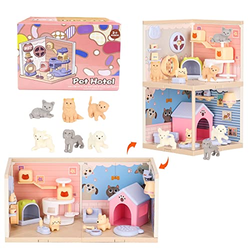 TQQFUN Cat and Dog Playset for Kids