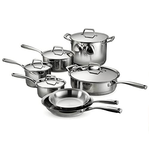 Tramontina 80154/567DS Tri-Ply Base Stainless-Steel Cookware Set,  Induction-Ready, 9-Piece