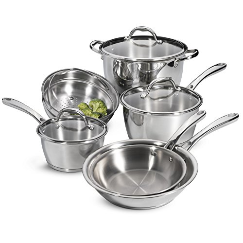 Tramontina Stainless-Steel Cookware Set, Induction-Ready, 9-Piece
