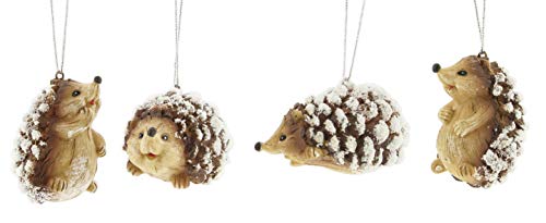 Transpac Wintry Resin Hedgehog Ornament Figurines - Set of 4 Assorted