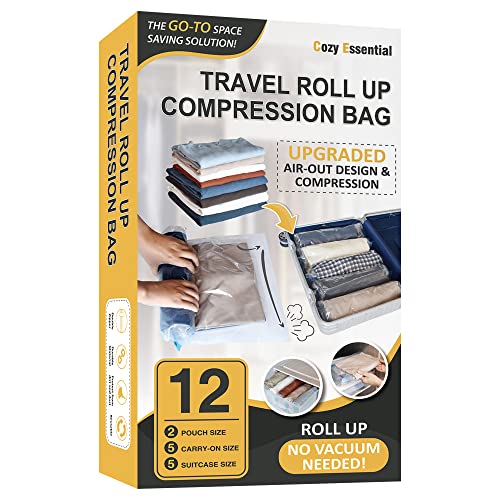 Spacesaver 8 x Premium Travel Roll Up Compression Storage Bags for Suitcases