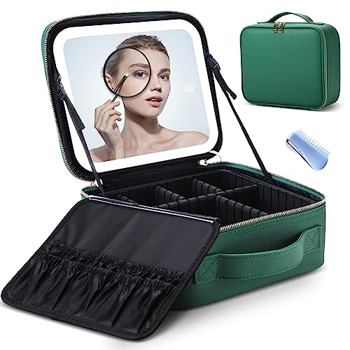 Travel Makeup Bag with Light Up Mirror