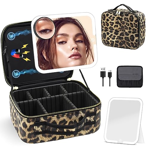 Travel Makeup Bag with Removable Lighted Mirror