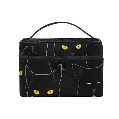 Travel Makeup Bags: Black Cats Pattern Cosmetic Bag