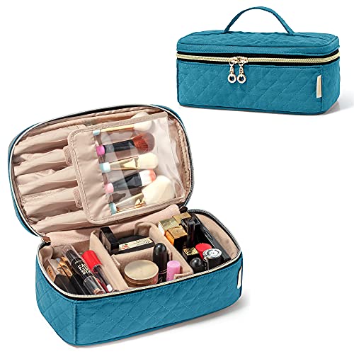 Travel Makeup Brush Case with Handle - Teal