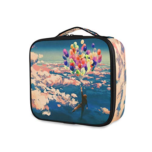 Travel Makeup Case, Men with Balloon Portable Makeup Bag Cosmetic Train Case Large Capacity Cosmetic Bag for Makeup Brushes