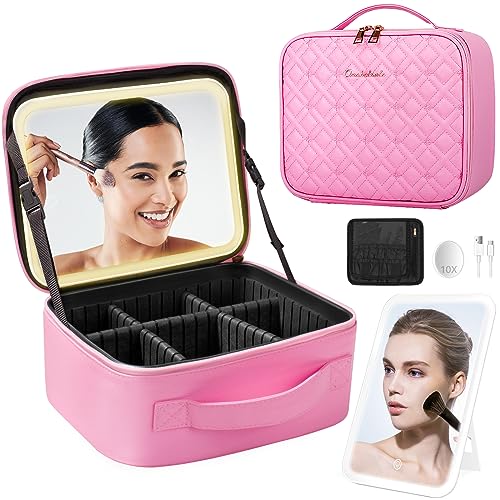 Travel Makeup Case with Lighted Mirror