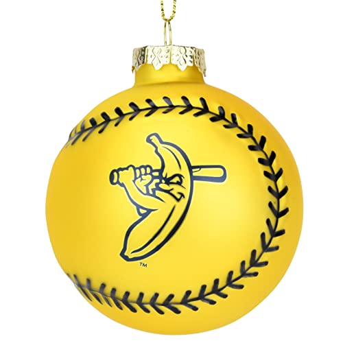 Tree Buddees x Savannah Bananas Yellow Banana Ball Baseball Shaped Glass Christmas Ornament (Banana Ball)