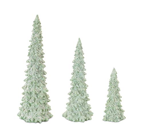 Tree Festive Green Christmas Figurines Set of 3