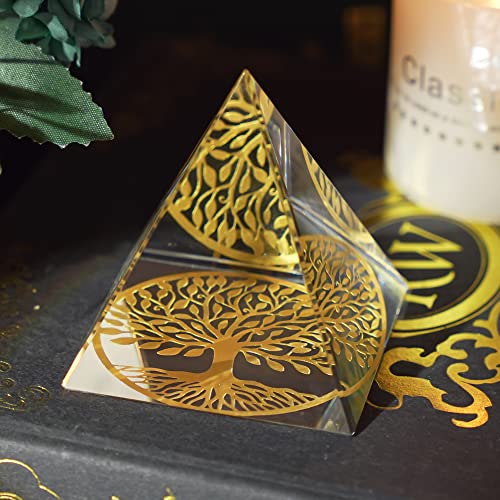 Tree of Life Crystal Pyramid Paperweight