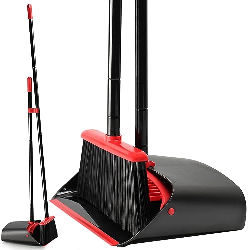 TreeLen Broom and Dustpan Set for Home,Upright Broom and Dustpan Combo Sweep Set