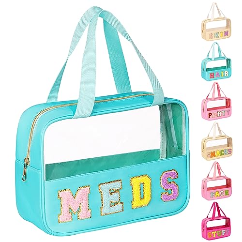 Trendy Clear MEDS Bag with Letter Patches