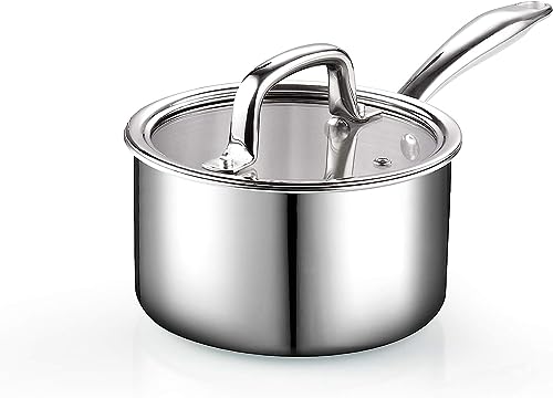 Tri-Ply Clad Stainless Steel Sauce Pan with Lid