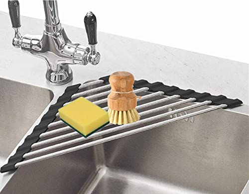 Triangle Dish Drying Rack Multipurpose Roll-up Drying Rack for Sink Corner