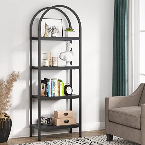 Tribesigns 4-Tier Open Bookshelf: Wood Bookcase with Metal Frame