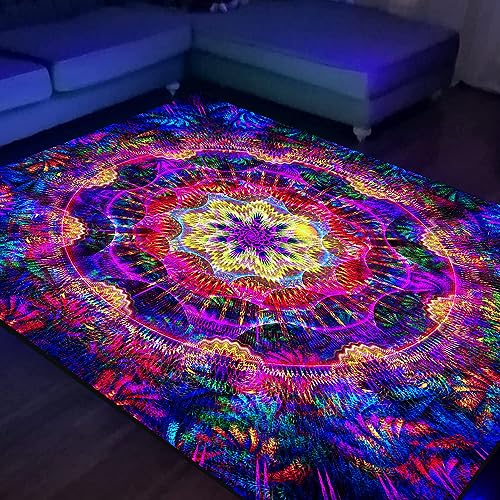 Trippy Mandala Glow-in-the-Dark Rug