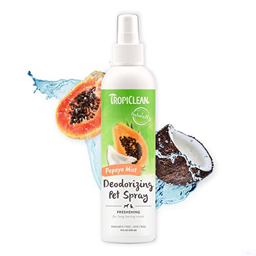 TropiClean Papaya Dog Perfume Spray - Long Lasting, Naturally Derived Odor Removing Deodorizing Spray