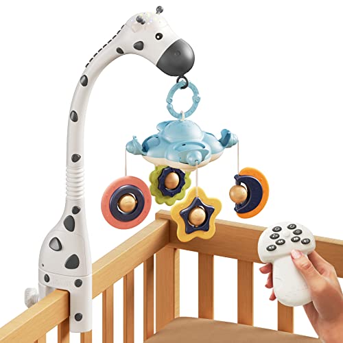 TUMAMA 3-in-1 Baby Crib Mobile with Remote Control and Projection Night Light