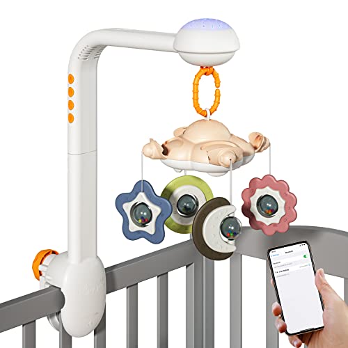 TUMAMA Baby Crib Mobile: Music, Projection Night Light, Soft Plush Hanging Toys