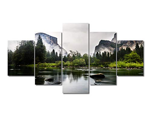 TUMOVO Canvas Wall Art - Nature River Landscape Painting