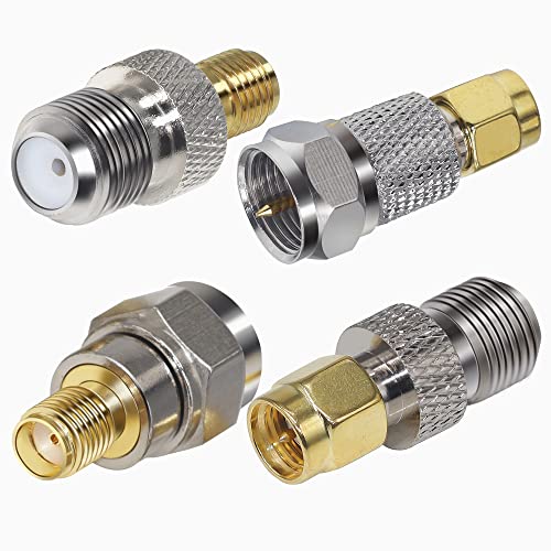 TUOLNK 4PCS SMA to F Type Coax Connector, F to SMA Cable Gender Changers Male to Female Coaxial Adapter Kit for WiFi Radios Antenna