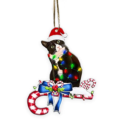 Tuxedo Cat Christmas Ornament - Black and White Xmas Decor - 2023 Christmas Ornaments