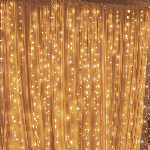 Twinkle Star LED Curtain String Lights, Warm White, 2 Pack