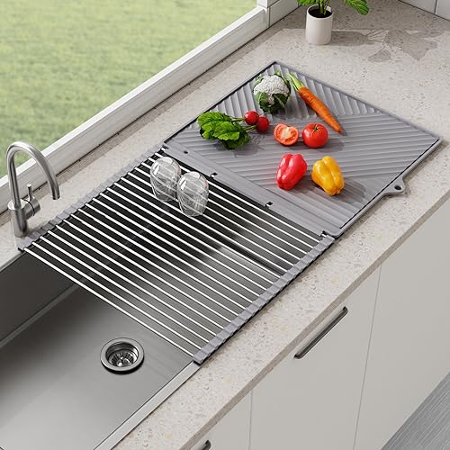 Two-in-One Dish & Utensil Drying Rack with Silicone Mat