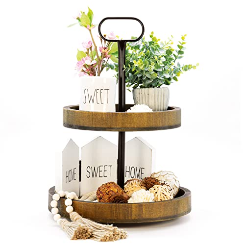 Two Tiered Tray Stand - Farmhouse Decor Holder