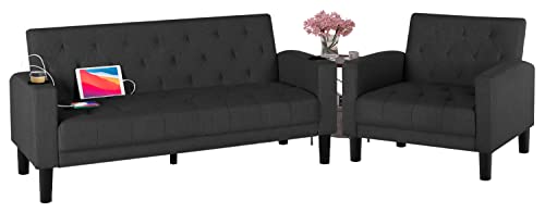 TYBOATLE Mid-Century Sofa Set with USB Loveseat Couch